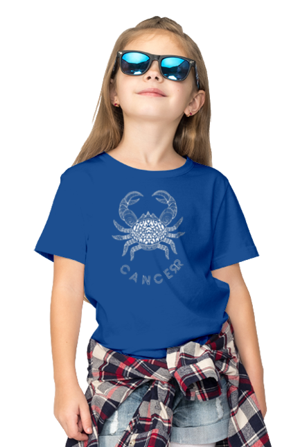 Children's t-shirt with prints Zodiac Cancer. Cancer, constellation, horoscope, sign, zodiac, zodiac sign. 2070702