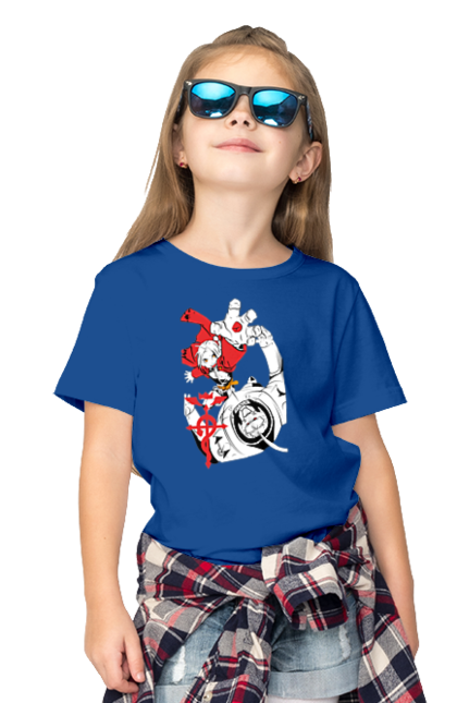 Children's t-shirt with prints Fullmetal Alchemist. Adventures, alphonse elric, anime, edward elric, fullmetal alchemist, light novel, manga, steampunk. 2070702