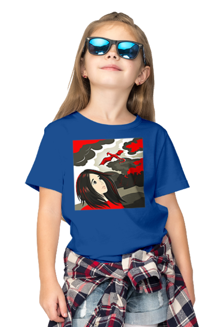 Children's t-shirt with prints Girl and dragon. Dragon, fantasy, romance, young woman. 2070702