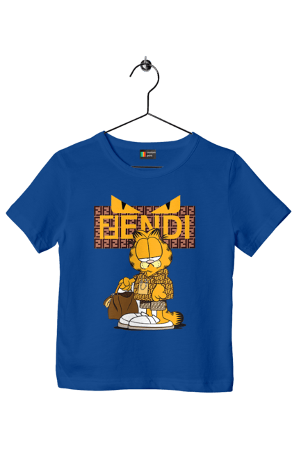 Футболка дитяча з принтом "Fendi Гарфілд". Fendi, garfield, бренд, будинок моди, гарфілд, італія, люкс, мода, сумка, фенді. 2070702