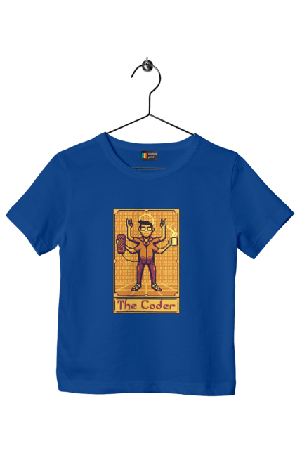 Футболка дитяча з принтом "Карта таро  кодер". Ай ті, айтішник, карта таро, код, програміст, хакер. 2070702