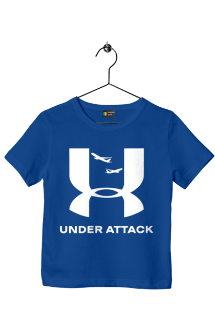 Футболка дитяча з принтом "Under Attack white". Андер армор, бренди, гумор, приколи, прикольні, ундер армор. 2070702