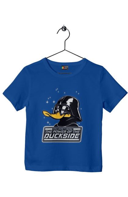 Футболка дитяча з принтом "Дак Вейдер". Dark side, darth vader, star wars, дарт вейдер, зоряні війни, качині історії, качка, темна сторона. 2070702