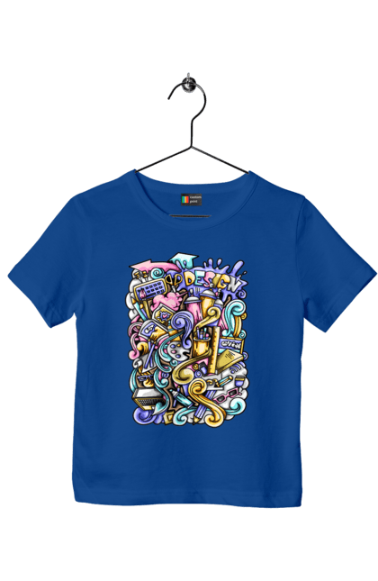 Футболка дитяча з принтом "Школа навчання". Зошит, калькулятор, канцелярія, навчання, олівець, ручка, школа. 2070702