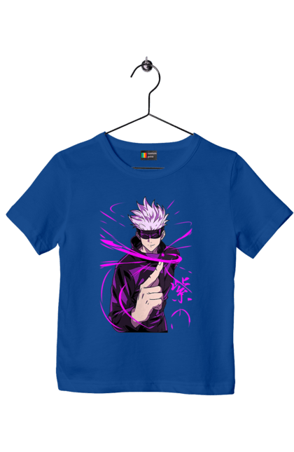 Children's t-shirt with prints Jujutsu Kaisen Gojo. Anime, dark fantasy, gojo, jujutsu kaisen, magic battle, manga, mystic. 2070702