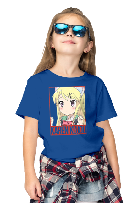 Children's t-shirt with prints Kiniro Mosaic Karen Kujo. Anime, gold mosaic, karen, karen kujo, kiniro mosaic, kinmoza, manga. 2070702