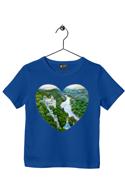 Children's t-shirt with prints Святогорская лавра. Church, donetsk region, forest, landscape, monastery, river, svyatogorsk, ukraine. 2070702