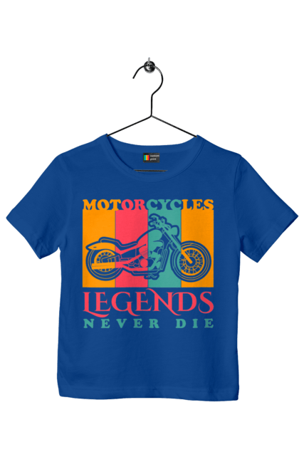 Футболка дитяча з принтом "мотоцикл легенда". Легенда, мотоспорт, мотоцикл. 2070702