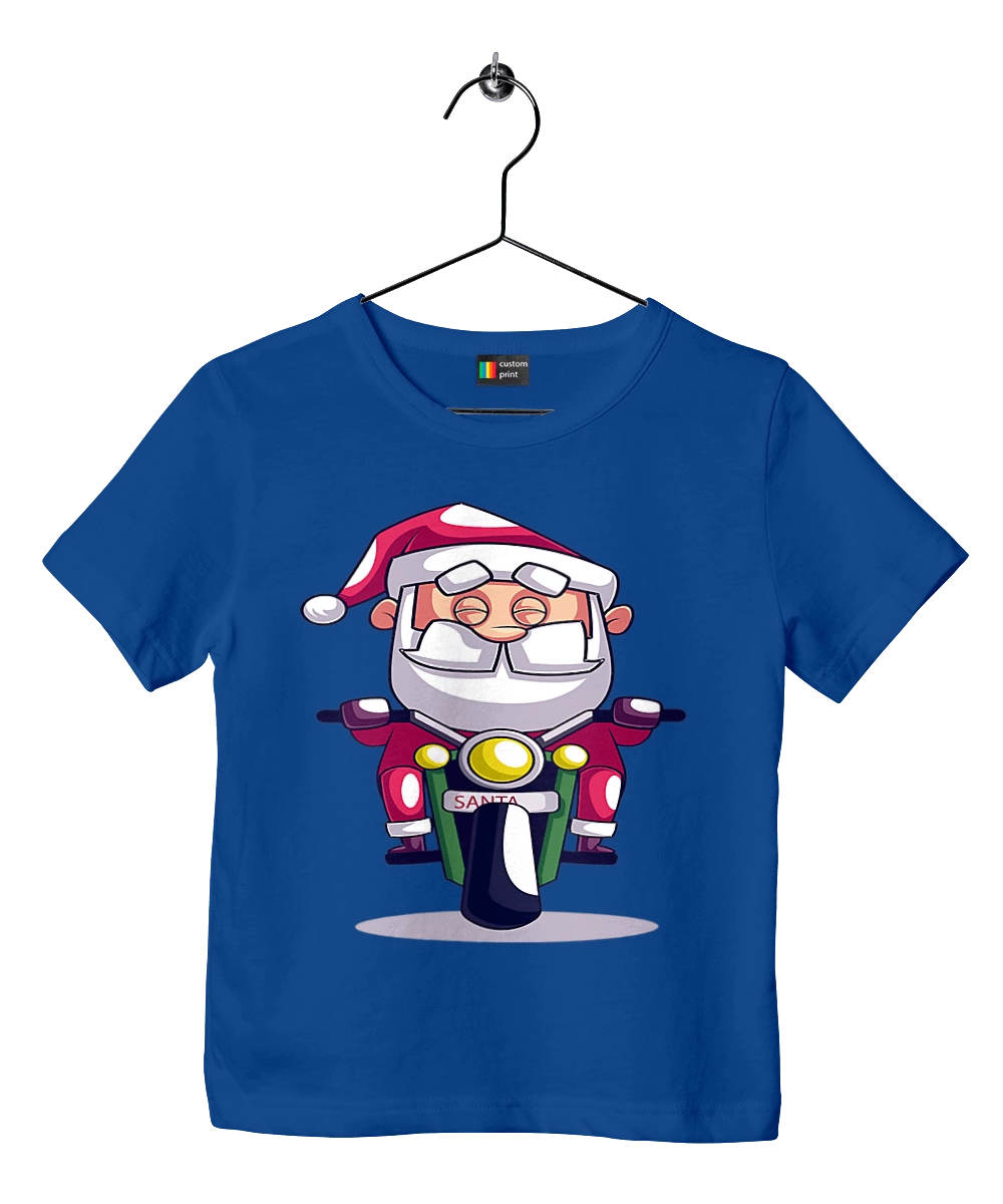 Happy Santa on a motorcycle