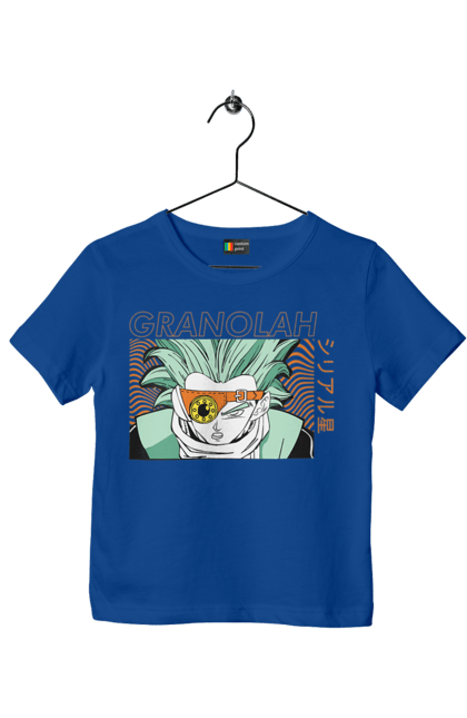 Футболка детская с принтом Жемчуг дракона Гранола. Anime, dragon ball, goku, granolah, manga, vegeta, аниме, гранола, жемчуг дракона, манга. 2070702