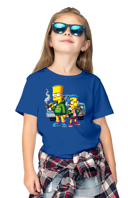 Children's t-shirt with prints Bart Breaking Bad. Bart, breaking bad, cartoon, character, laboratory, milhouse, serial, simpson, simpsons. 2070702