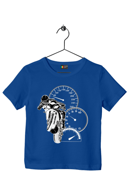 Футболка дитяча з принтом "Мотоцикл І Швидкість Білий". Мото, мотоцикл, швидкість. 2070702
