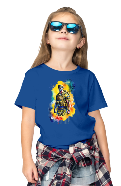 Футболка дитяча з принтом "Супер тато ЗСУ". День батька, день тата, зсу, люблю тата, супер, супер тато, супер тато зсу, тато, тато зсу, україна. 2070702