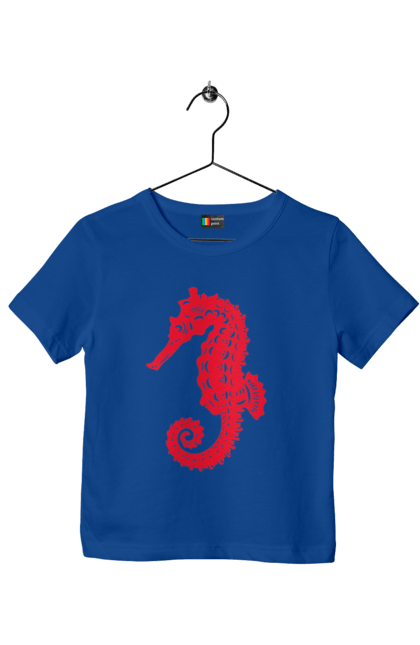 Футболка дитяча з принтом "Морський коник". Відпочинок, квіти, літні канікули, літо, море, морський коник, морські жителі. 2070702