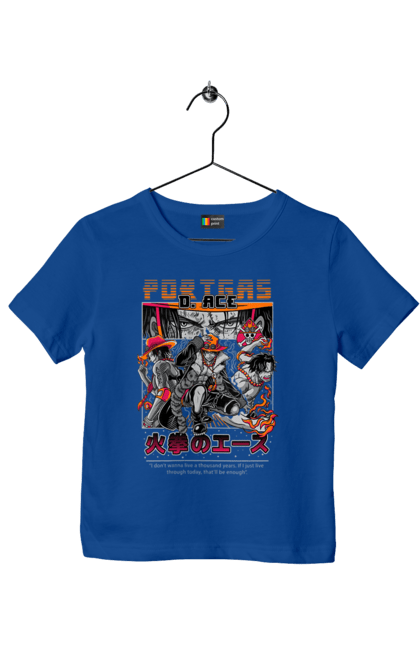 Children's t-shirt with prints One Piece Portgas D. Ace. Anime, fire fist, gol d. ace, manga, one piece, portgas d. ace, straw hat pirates. 2070702