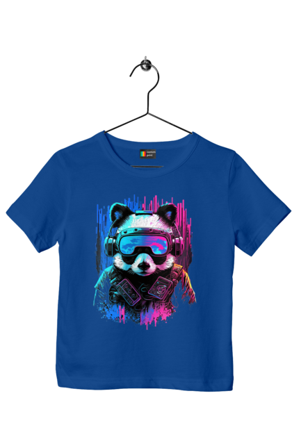 Футболка дитяча з принтом "Панда в VR шолом". Віртуальна реальність, гік, панда, персонаж, шолом. 2070702