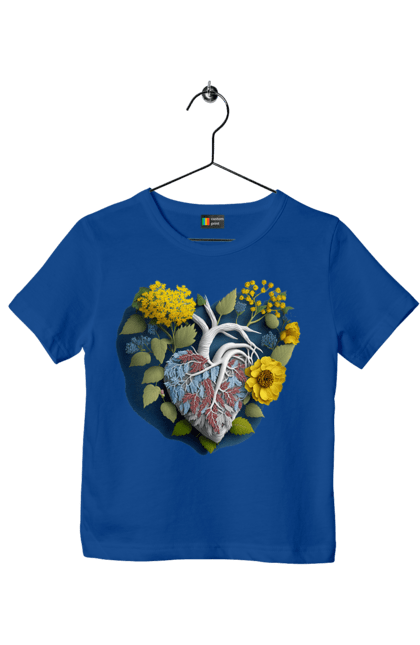 Футболка дитяча з принтом "Серце квіти". Люблю україну, перемога україни, серце, символи україни, соняшник, традиції україни, україна. 2070702