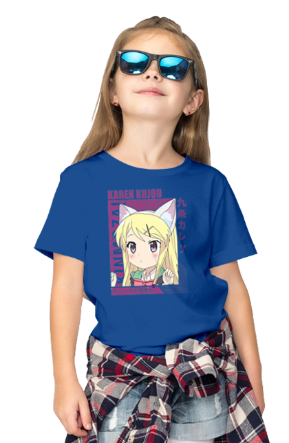 Children's t-shirt with prints Kiniro Mosaic Karen Kujo. Anime, gold mosaic, karen, karen kujo, kiniro mosaic, kinmoza, manga. 2070702