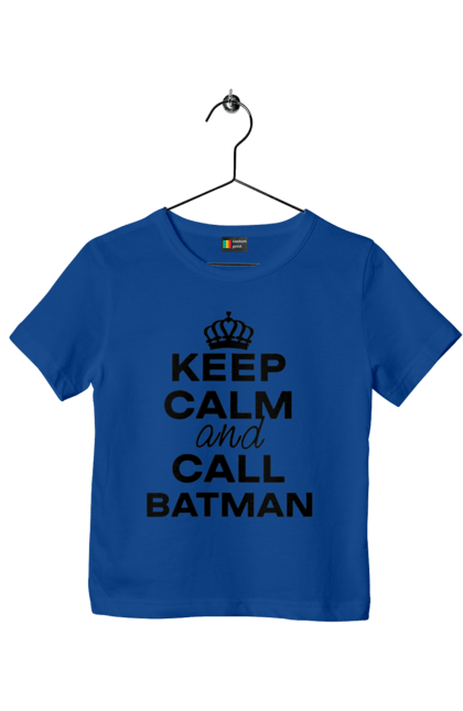 Футболка дитяча з принтом "Keep Calm and Call Batman чорна". Бетмен, з написами, зберігай спокій, меми, популярні, прикольні. 2070702