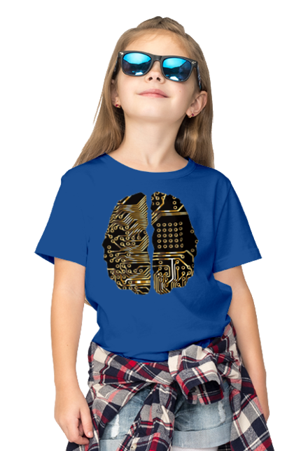 Футболка дитяча з принтом "Мозок Айті". Айті, айтішник, гик, знання, золотий, золото, інженер, кібер, кібернетика, кіборг, код, комп, кристал, мікросхема, мозок, програміст, професіонал, професія, розробник, розум, чіп. 2070702