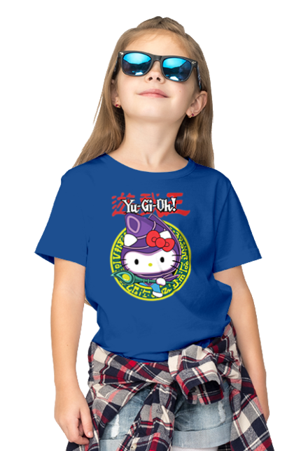 Children's t-shirt with prints Yu Gi Oh! Hello Kitty. Brand, cat, character, hello kitty, kitten, yu gi oh, yugio. 2070702