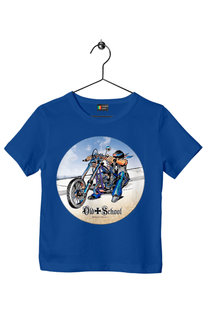 Футболка дитяча з принтом "Old school". Авто мото, виконавці, мотоцикл, музична група, рок група, старе загартування. 2070702
