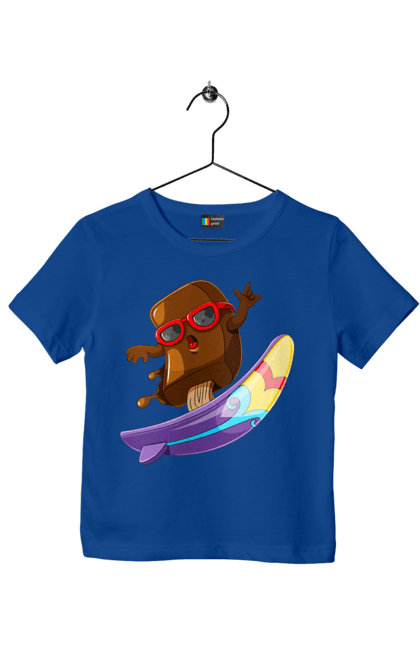 Футболка дитяча з принтом "Мороженко На Серфі". Літо, морозиво, окуляри, серфінг. 2070702