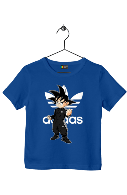 Футболка дитяча з принтом "Adidas Сон Гоку". Adidas, dragon ball, manga, son goku, адідас, аніме, гоку, манга, перли дракона, сон гоку. 2070702