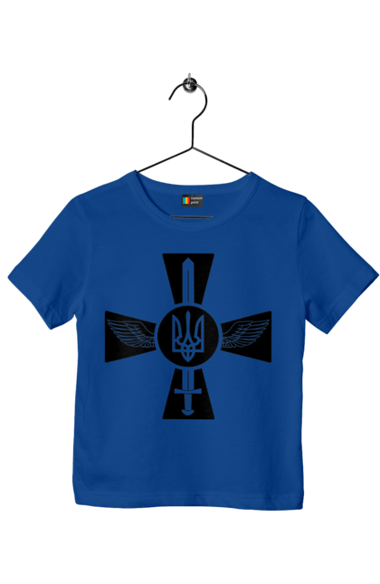 Футболка дитяча з принтом "Україна герб". Герб, крила, меч, україна. 2070702