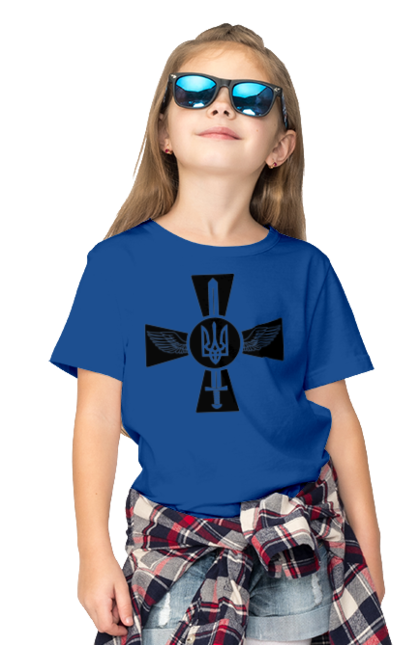 Футболка дитяча з принтом "Україна герб". Герб, крила, меч, україна. 2070702