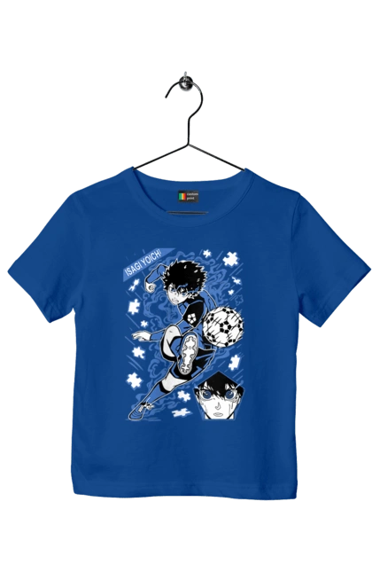 Футболка дитяча з принтом "Синя в'язниця Йоічі Ісагі". Blue lock, yoichi isagi, аніме, блю лок, йоічі ісагі, манга, синя в`язниця, спорт, спортивне аніме. 2070702