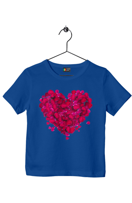 Футболка дитяча з принтом "Серце З Пелюсток Троянди". Пелюстки, серце, троянда. 2070702