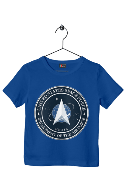 Children's t-shirt with prints United States Space Force. Emblem, political, politics, space, space force, space travel, united states, ussf. 2070702