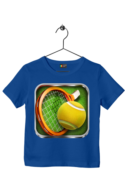 Футболка дитяча з принтом "Теніс". Великий теніс, гравці, лондон, м`яч, призовий фонд, ракетка, спонсор, турнір на ґрунті, турнір на траві, турнірна сітка. 2070702