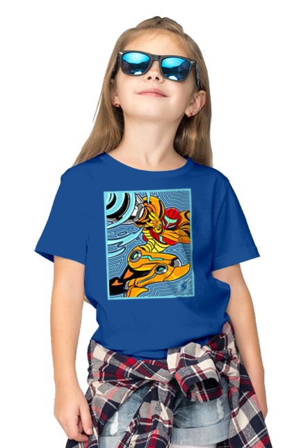 Children's t-shirt with prints Metroid Samus Aran. Game, head hunter, heroine, metroid, power suit, samus aran, video game. 2070702