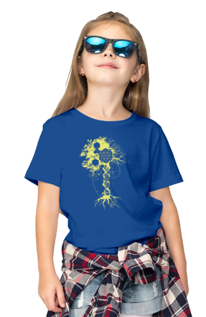 Футболка дитяча з принтом "Древо життя". Божественна суть, ген, дерево життя, днк, макромолекула, мова світобудови, насіння життя, сакральна геометрія, число бога, число фібоначчі. 2070702