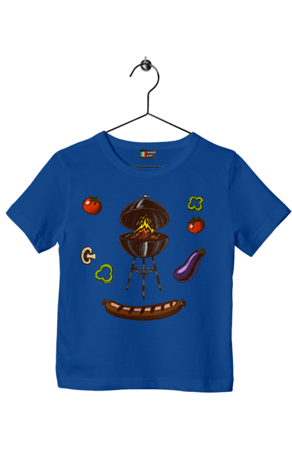 Футболка дитяча з принтом "Барбекю Сосиска". Барбекю, гриль, смажити, сосиска. 2070702