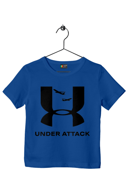 Футболка дитяча з принтом "Under Attack black". Андер армор, бренди, гумор, приколи, прикольні, ундер армор. 2070702