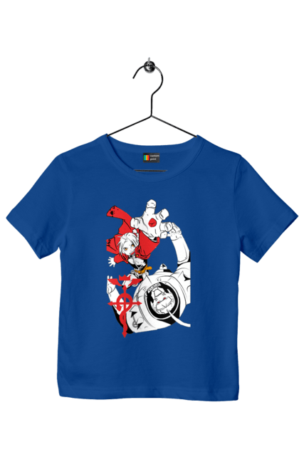 Children's t-shirt with prints Fullmetal Alchemist. Adventures, alphonse elric, anime, edward elric, fullmetal alchemist, light novel, manga, steampunk. 2070702