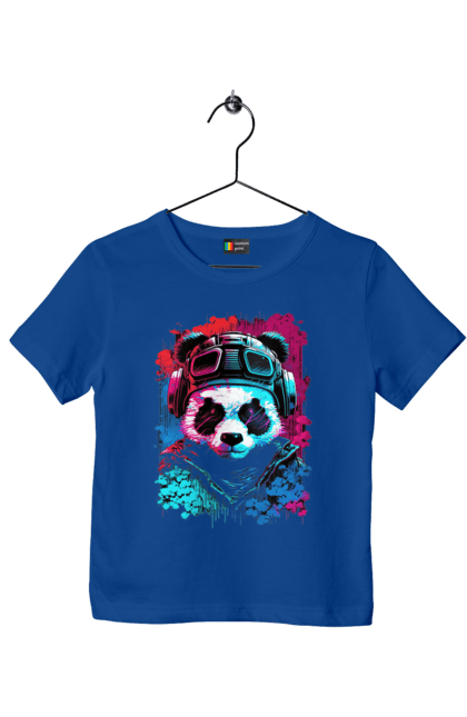 Футболка дитяча з принтом "Панда в VR шолом". Віртуальна реальність, гік, панда, персонаж, шолом. 2070702