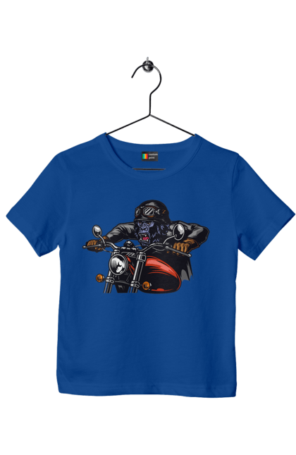 Футболка дитяча з принтом "Горила На Мопеді". Горила, мопед, швидкість. 2070702