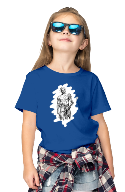 Children's t-shirt with prints Cyborgs of ukraine. Cossack, cyborg, forelock, patriot, pistol, ukrainian, vusa, zbroya. 2070702