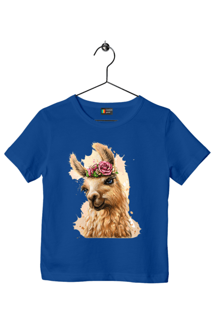 Футболка дитяча з принтом "Лама Портрет". Лама, портрет, тварина. 2070702