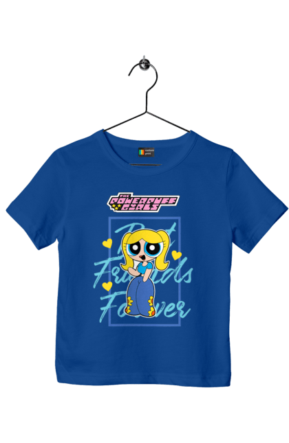 Children's t-shirt with prints Powerpuff Girls Bubbles. Animated series, bubbles, cartoon network, cool girls, powerpuff girls. 2070702