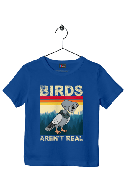 Children's t-shirt with prints Birds aren't real. Bird, camcorder, camera, conspiracy, pigeon, reality, surveillance. 2070702