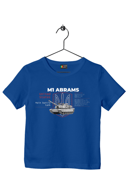 Футболка дитяча з принтом "M1 Abrams англійська". Abrams, m1 abrams, залужний, зброя, танк. 2070702