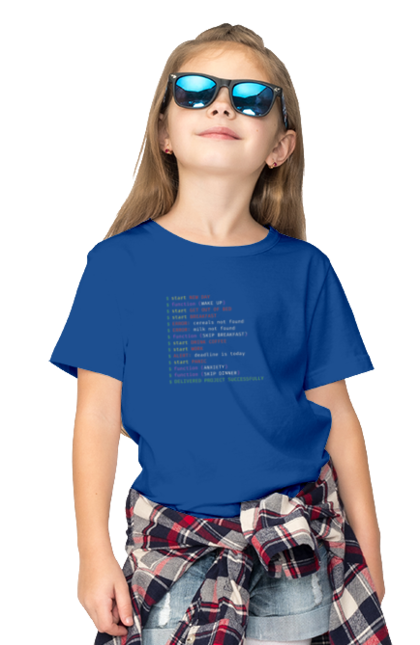 Футболка дитяча з принтом "Життя програміста". Angular, c, css, html, it, javascript, jquery, php, python, react, svelt, vue, айтишник, айті, гумор, код, кодувати, прогер, програміст, програмісти, ти ж, ти ж програміст, тиж програміст. aslan