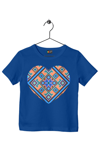 Children's t-shirt with prints Heart embroidery. Cross stitch, embroidered shirt, embroidery, heart, i love ukraine, symbols of ukraine, traditions of ukraine, ukraine. 2070702
