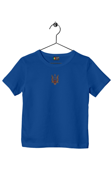 Футболка дитяча з принтом "Герб вишиванка". Актуальний, вишиванка, війна, герб, незвичайний, символіка, українська. 2070702