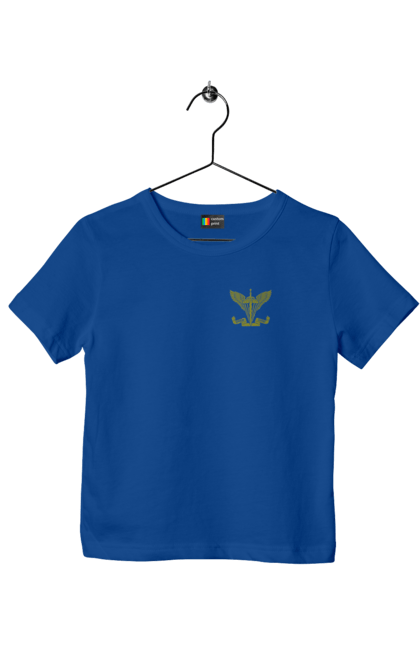 Children's t-shirt with prints Airborne assault troops of Ukraine. Army, emblem, khaki, military, soldiers. 2070702